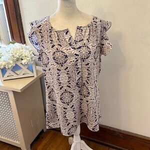 CAbi Purple and Cream Blouse
